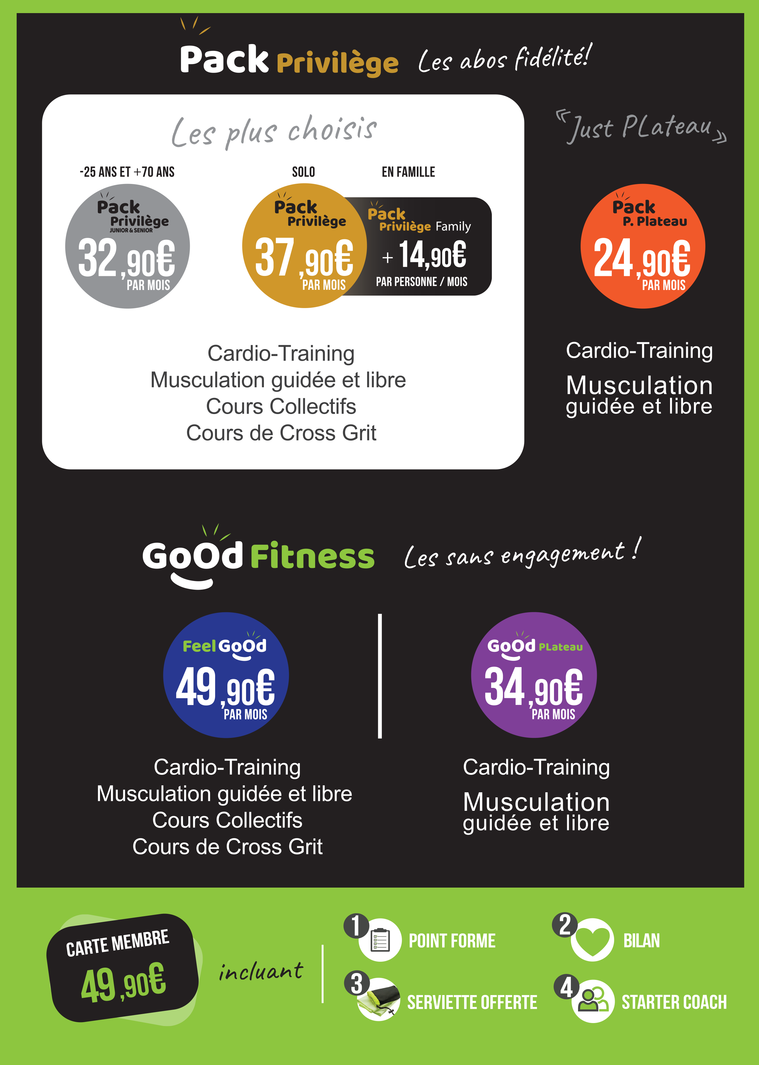 Affiche Tarif Nouveau Tarif Fitness info pratique